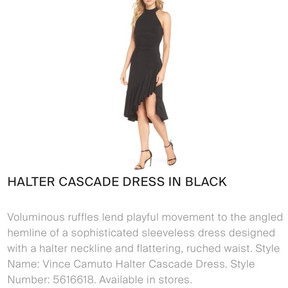 Vince Camuto Black halter cascade dress - Picture 7 of 11